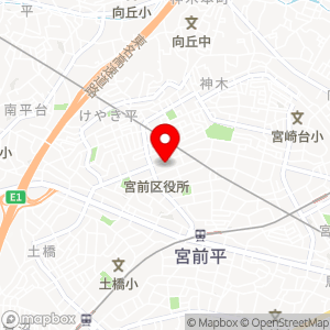 タイムズ 宮前市民館図書館駐車場の地図