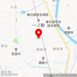 春日部市備後西1丁目　原田月極駐車場の地図